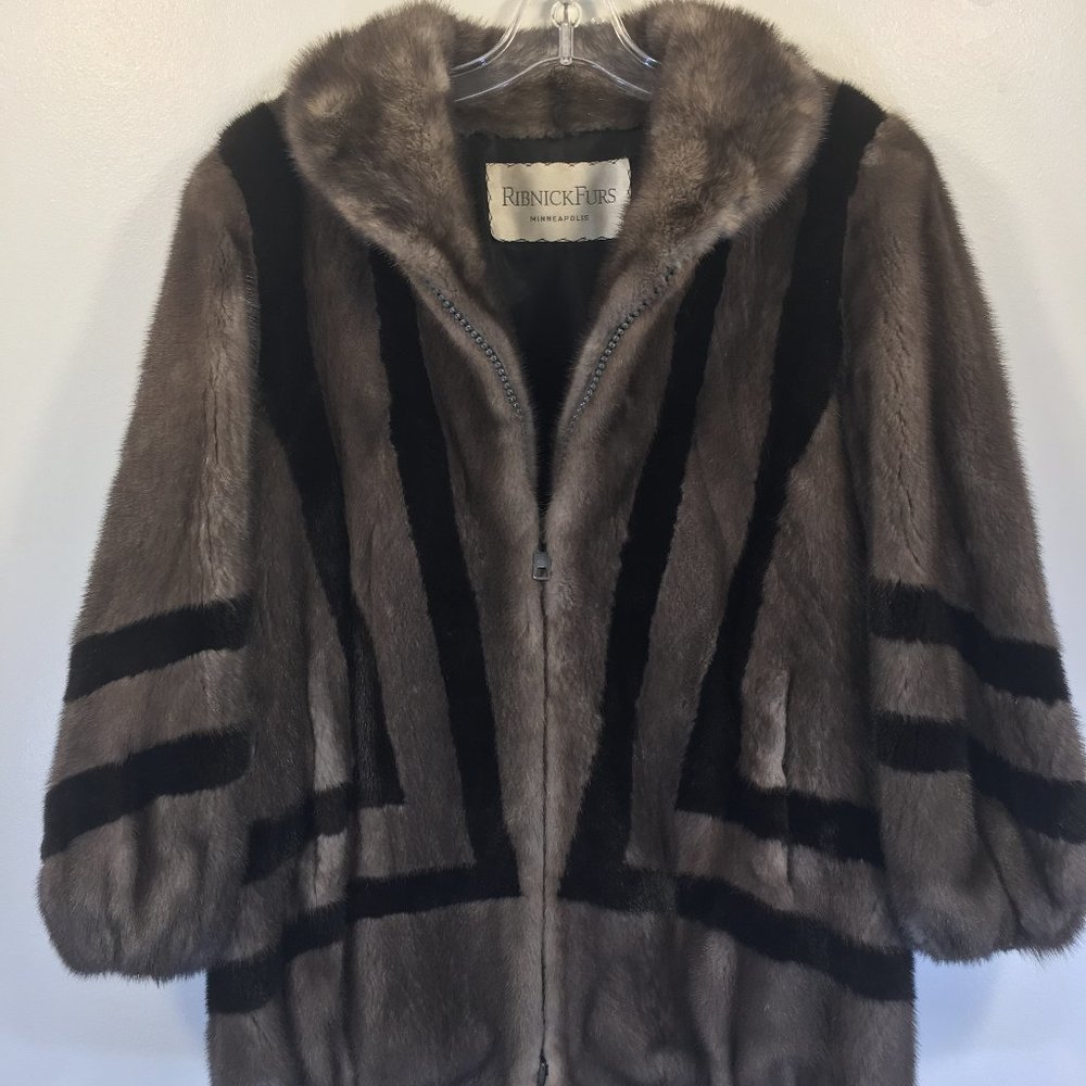 Classic MINK fur jacket Gray Women's Medium coat 421